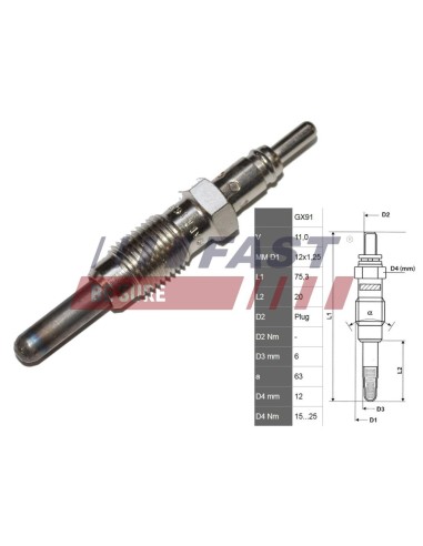 BUJÍA DE PRECALENTAMIENTO FIAT DOBLO 00 1.9