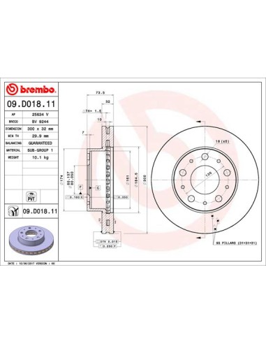 DISCO DE FRENO FIAT DUCATO 14 DELANTERO DCHA./IZQ. VENTILADO