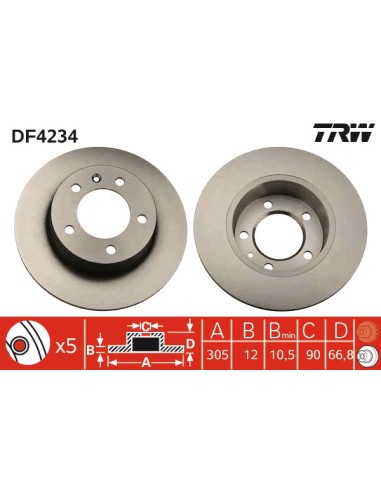 DISCO DE FRENO RENAULT MASTER II 98 TRASERO IZQ./DCHA.