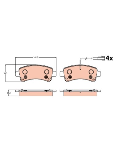 PASTILLAS DE FRENO FIAT DUCATO 14 TRASERO 2-SENSORES 20Q BREMBO