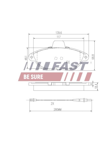 PASTILLAS DE FRENO FIAT SCUDO / ULYSSE 95 DELANTERO 2-SENSORES