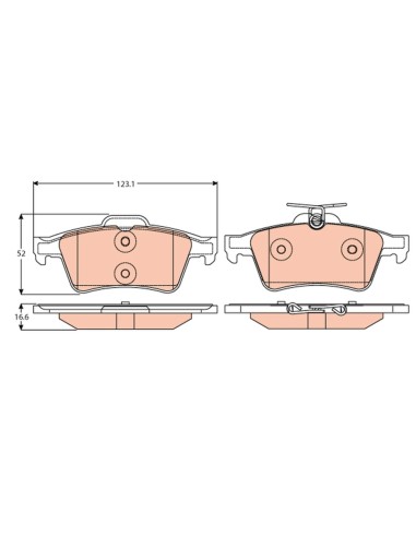 PASTILLAS DE FRENO FORD TRANSIT CONNECT 02 TRASERO SIN SENSOR